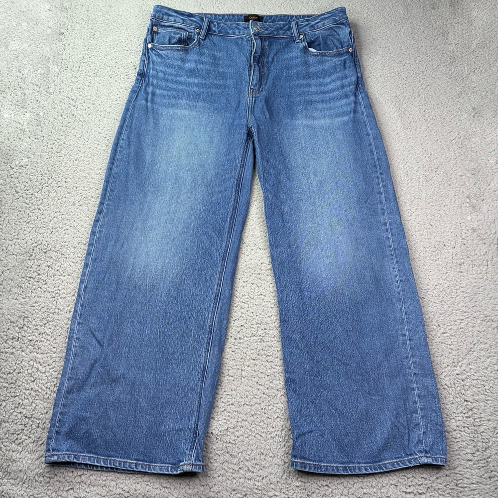 Quince Bella Relaxed Stretch Straight Jeans Women's 33 Atlantic Blue